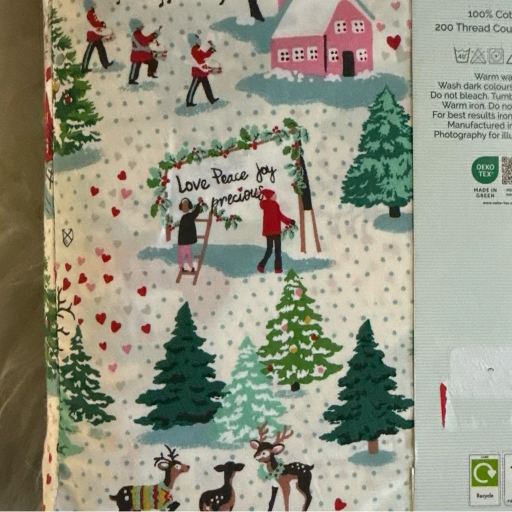Cath Kidston White Holiday Village Print Twin Sheet Set